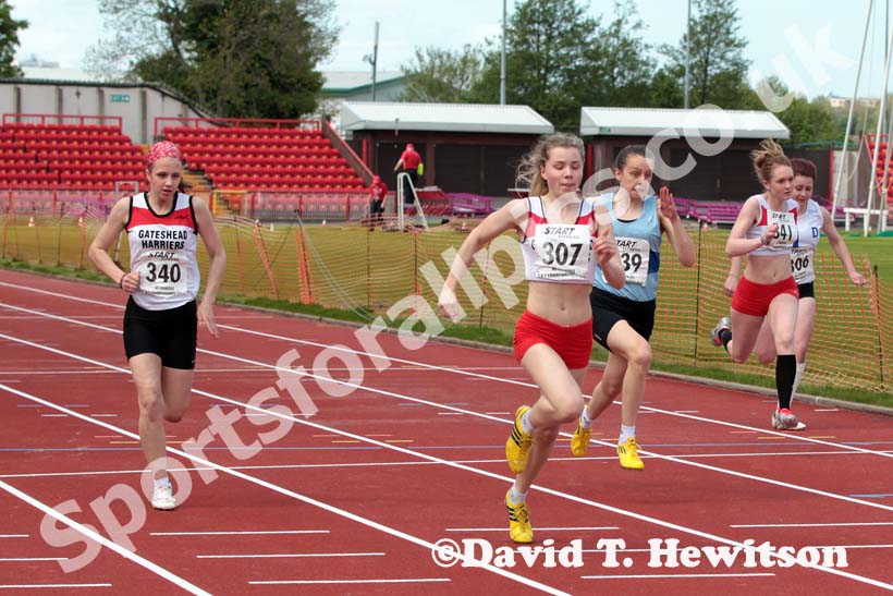Ashlyn Bland (Gateshead) winning the under-15s 100 metres at the North Eastern Champs, Gateshead.